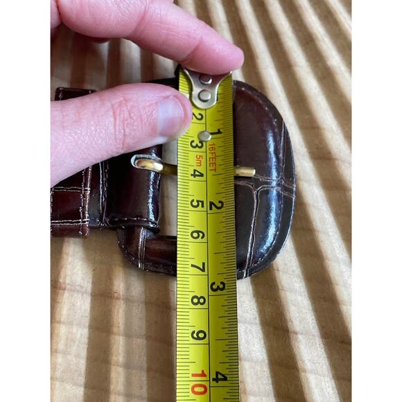 Womens Genuine Leather Reptile Print Wide Belt Espresso Brown Size M/L main image 2